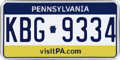 PA license plate KBG9334