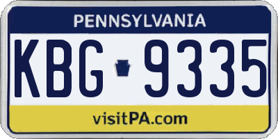 PA license plate KBG9335
