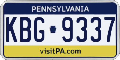 PA license plate KBG9337