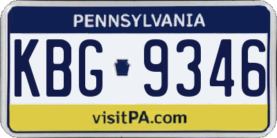 PA license plate KBG9346