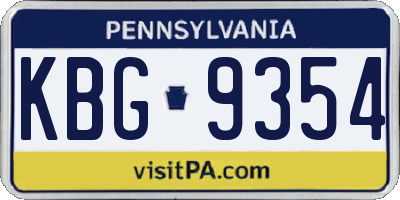 PA license plate KBG9354