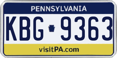 PA license plate KBG9363