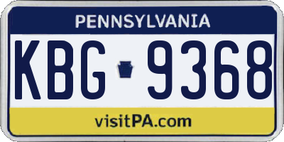 PA license plate KBG9368