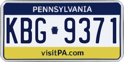 PA license plate KBG9371