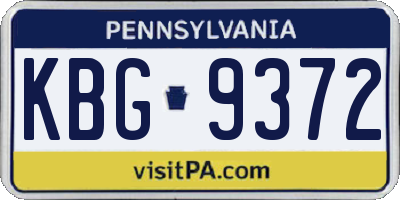 PA license plate KBG9372
