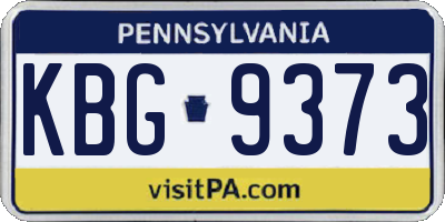 PA license plate KBG9373