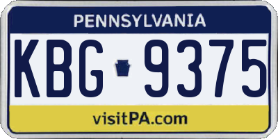 PA license plate KBG9375