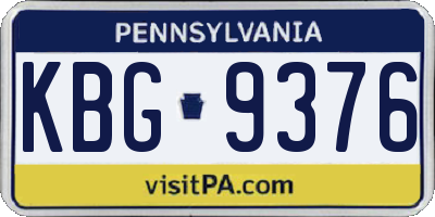 PA license plate KBG9376