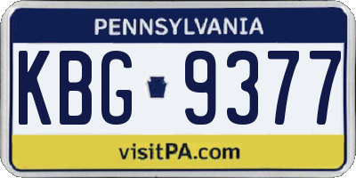 PA license plate KBG9377