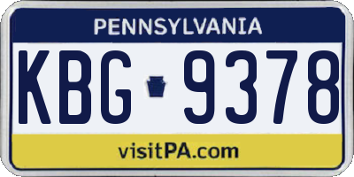 PA license plate KBG9378