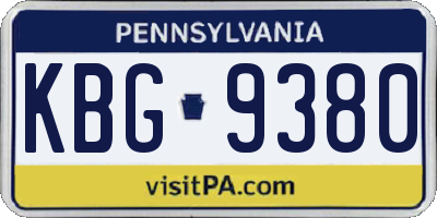 PA license plate KBG9380
