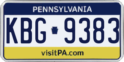 PA license plate KBG9383