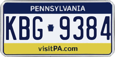 PA license plate KBG9384