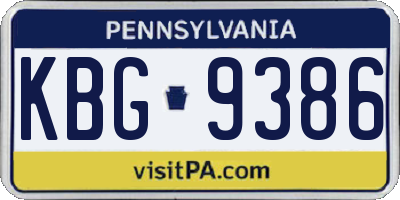 PA license plate KBG9386