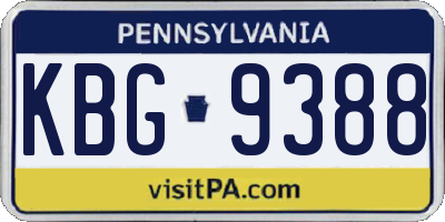 PA license plate KBG9388