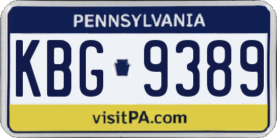 PA license plate KBG9389