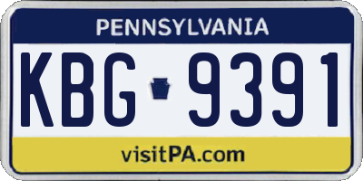 PA license plate KBG9391