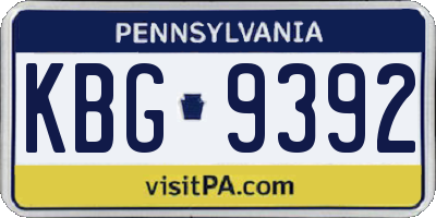PA license plate KBG9392