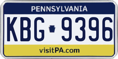 PA license plate KBG9396