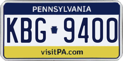 PA license plate KBG9400
