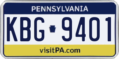 PA license plate KBG9401