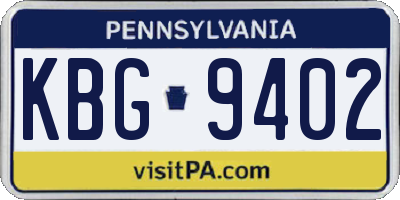 PA license plate KBG9402