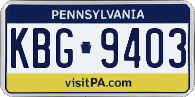 PA license plate KBG9403
