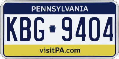 PA license plate KBG9404