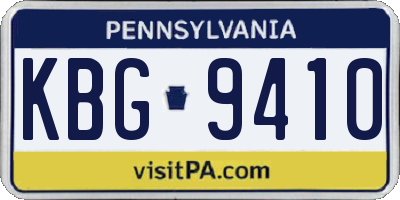 PA license plate KBG9410