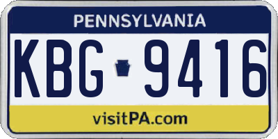 PA license plate KBG9416