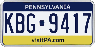 PA license plate KBG9417