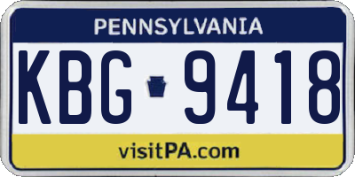 PA license plate KBG9418