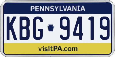 PA license plate KBG9419