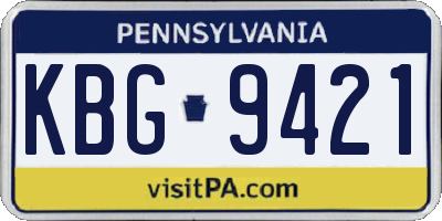 PA license plate KBG9421