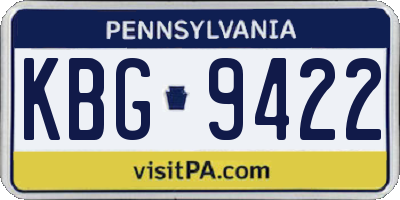 PA license plate KBG9422