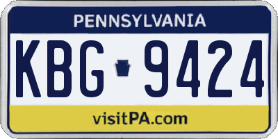 PA license plate KBG9424