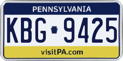 PA license plate KBG9425