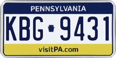 PA license plate KBG9431