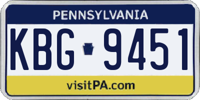 PA license plate KBG9451