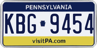 PA license plate KBG9454