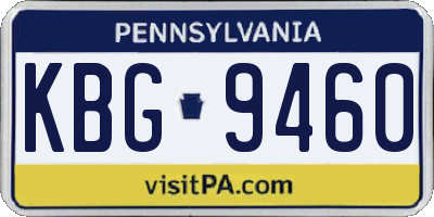 PA license plate KBG9460