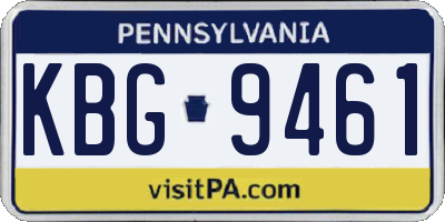 PA license plate KBG9461