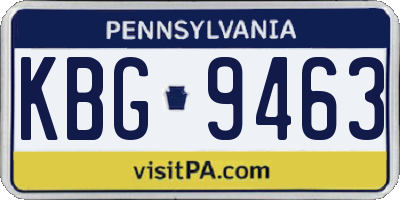 PA license plate KBG9463