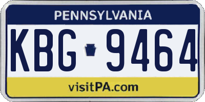 PA license plate KBG9464