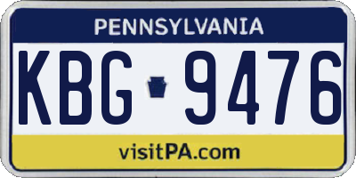 PA license plate KBG9476