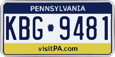 PA license plate KBG9481