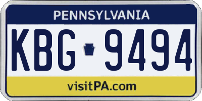 PA license plate KBG9494