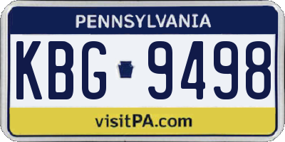 PA license plate KBG9498