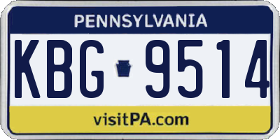 PA license plate KBG9514