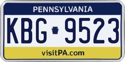 PA license plate KBG9523